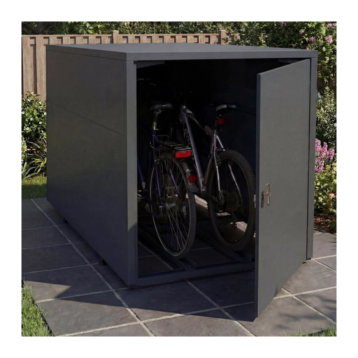 Abschließbare 2er-Fahrradgarage MCW-P93 aus verzinktem Stahl in Anthrazit, B/T/H: 123 x 113 x 208 cm - Bild 1