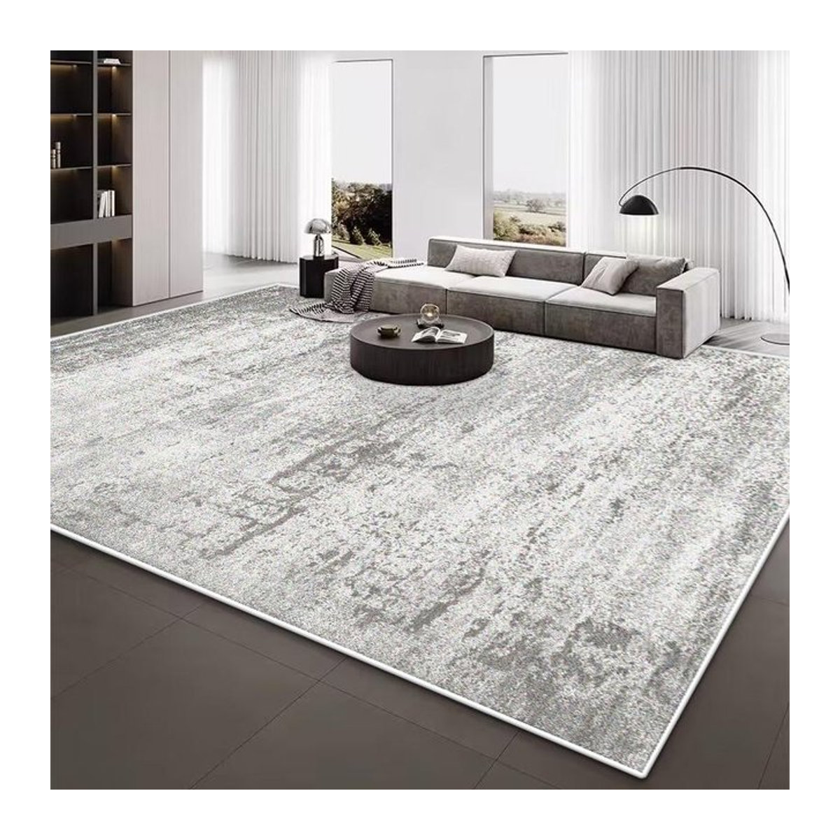 Abstrakt Luxus Plüsch Teppich von JGJG in Grau, rutschfest und leicht zu reinigen, B/T: 160 x 200 cm - Bild 1
