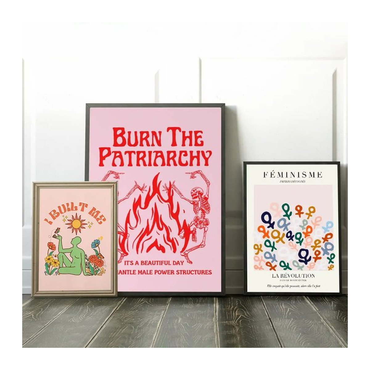 Abstrakte feministische Wandkunst Potdemiel Leinwanddruck mit Typografie in mehrfarbigem Design für dein Schlafzimmer - Bild 1