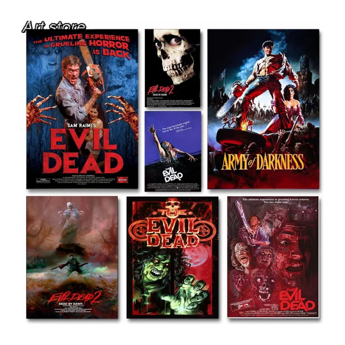 Abstrakte Leinwandmalerei The Evil Dead Klassischer Horrorfilm Wandkunst von Potdemiel in Mehrfarbig - Bild 1
