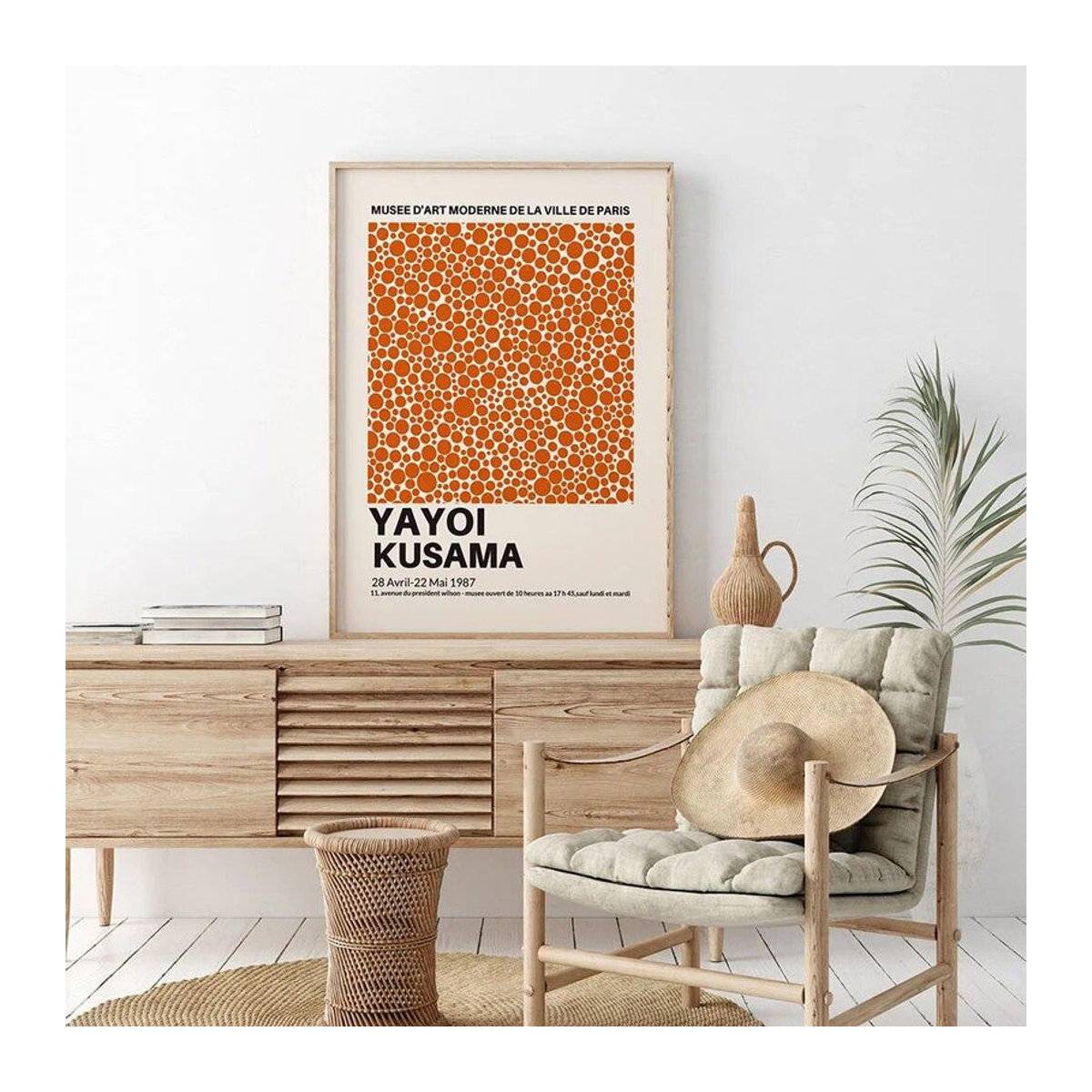Abstrakte Leinwandmalerei von Yayoi Kusama in Orange und Mehrfarbig, modernes Wandbild für dein Zimmer, Rahmenlos, B: 21 cm, H: 30 cm - Bild 2