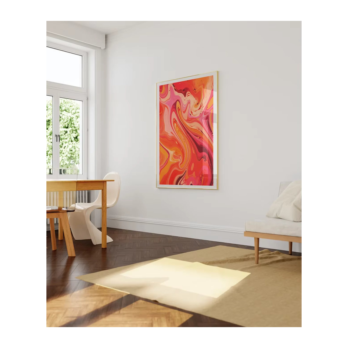 Abstrakte psychedelische Wandkunst im Vintage-Stil von SHENCHEN, orangefarbenes und rosa Poster im Hochformat als digitaler Druck - Bild 3