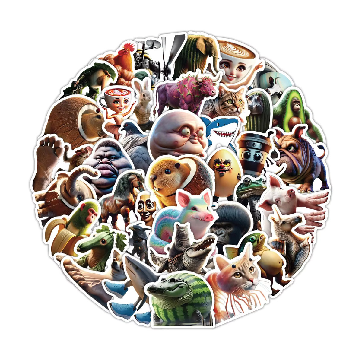 Abstrakte Tier Aufkleber Set mit bunten Cartoon Motiven für Kinder zur Dekoration von Gepäck, Telefon oder Spielzeug, mehrfarbig - Bild 2
