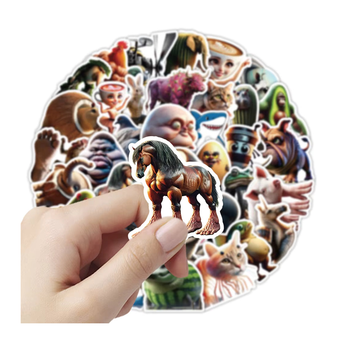 Abstrakte Tier Aufkleber Set mit bunten Cartoon Motiven für Kinder zur Dekoration von Gepäck, Telefon oder Spielzeug, mehrfarbig - Bild 3