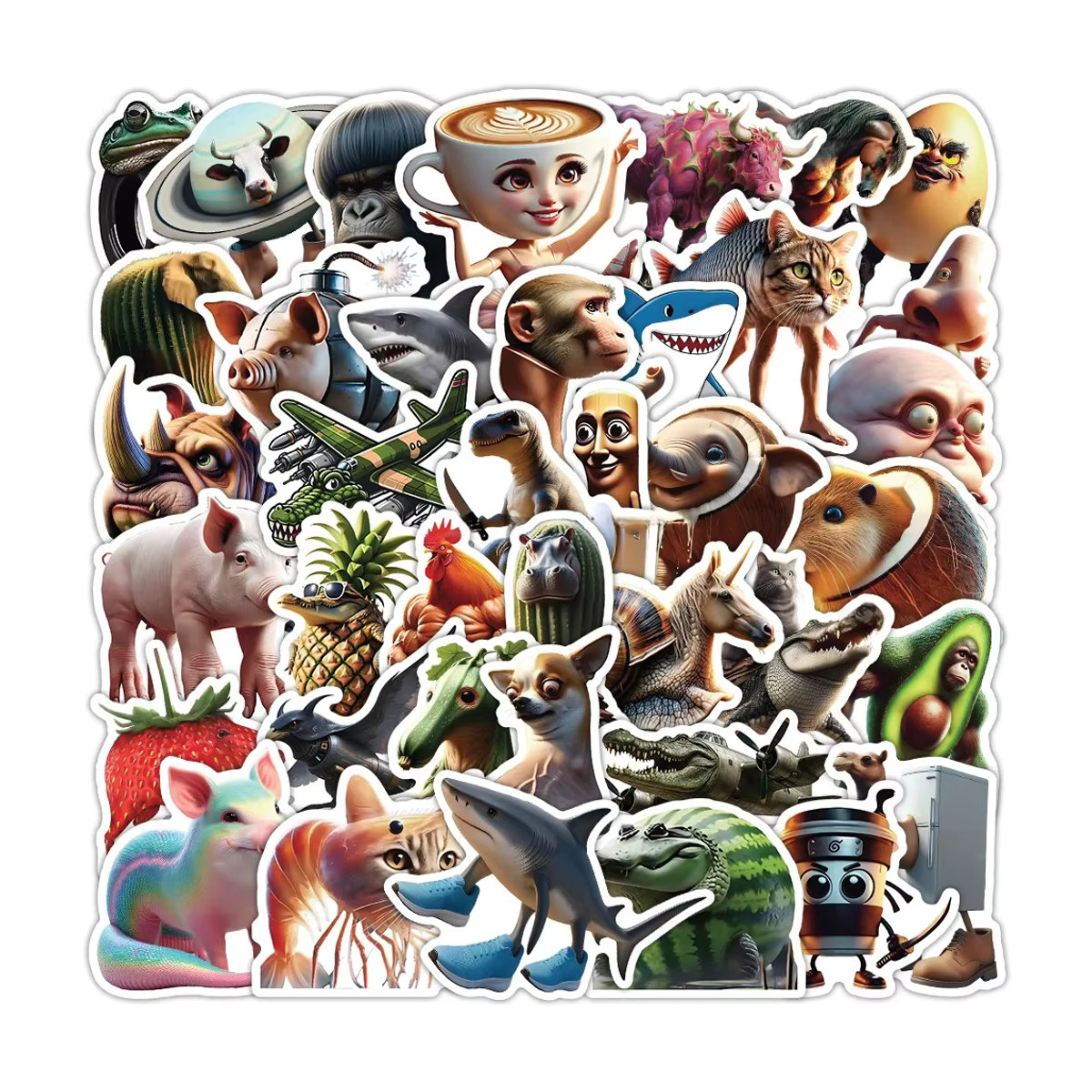 Abstrakte Tier Aufkleber Set mit bunten Cartoon Motiven für Kinder zur Dekoration von Gepäck, Telefon oder Spielzeug, mehrfarbig - Bild 5