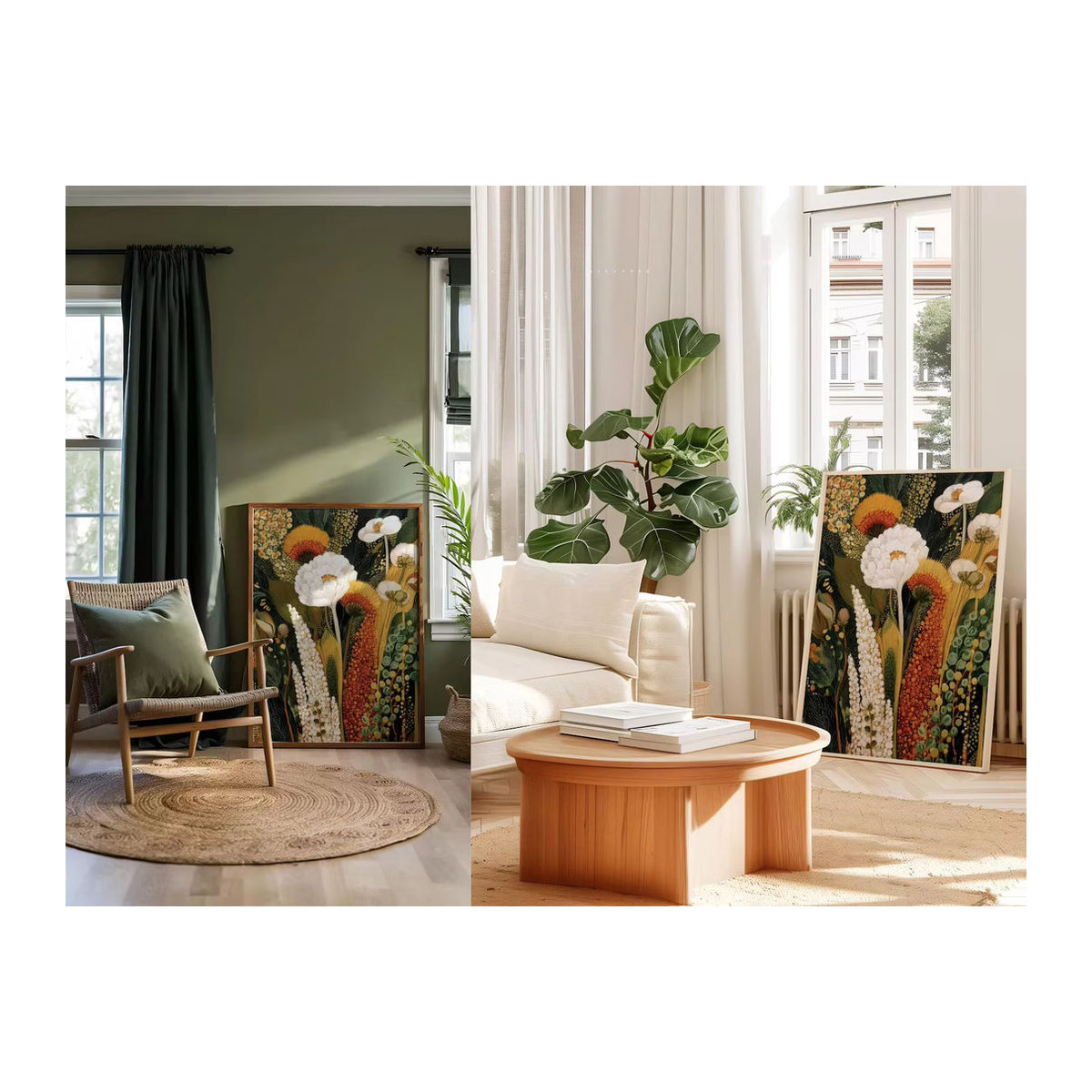 Abstrakter botanischer Wandkunstdruck von SHENCHEN mit floralem Zweigmotiv in mehrfarbigem Design für den Landhausstil - Bild 2