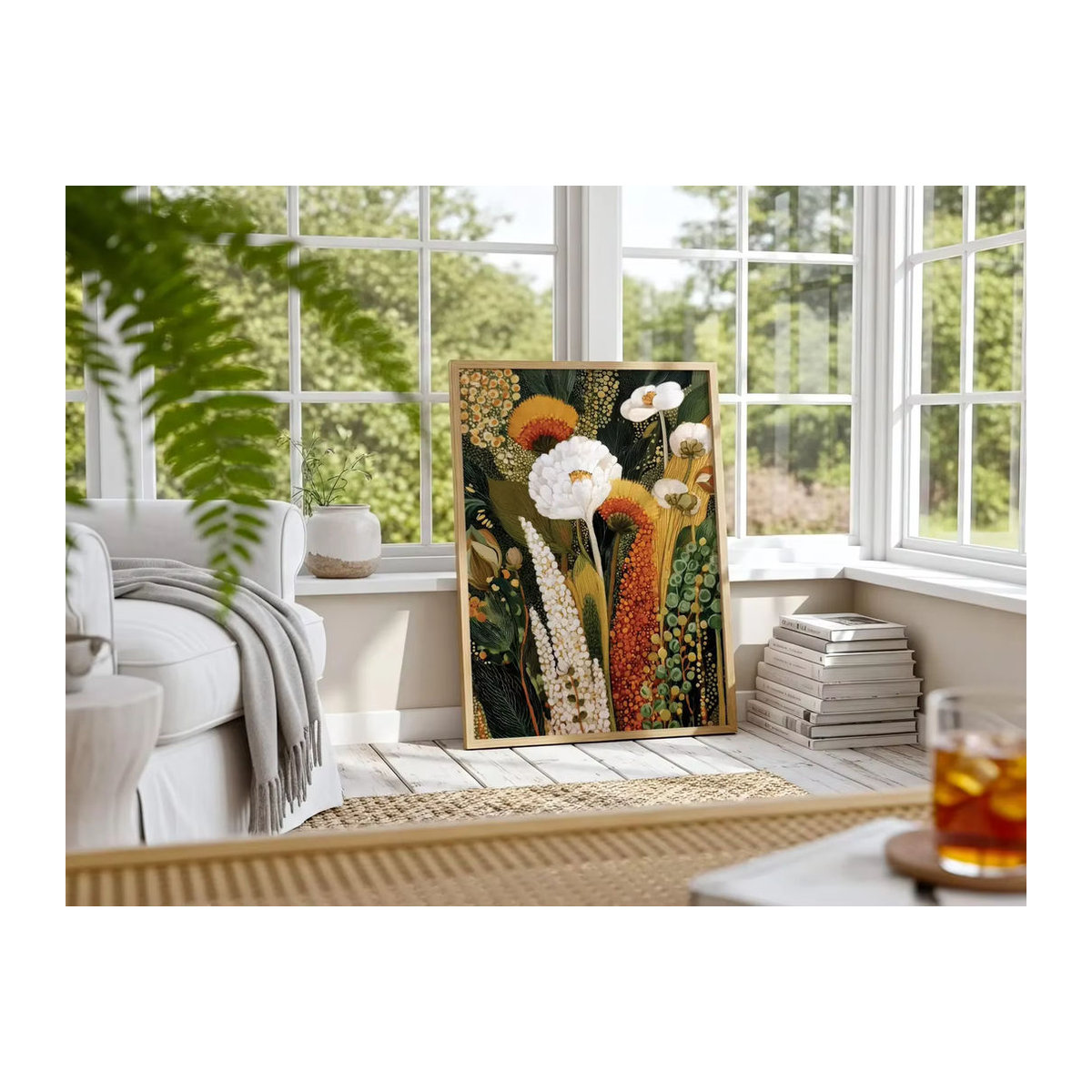Abstrakter botanischer Wandkunstdruck von SHENCHEN mit floralem Zweigmotiv in mehrfarbigem Design für den Landhausstil - Bild 5