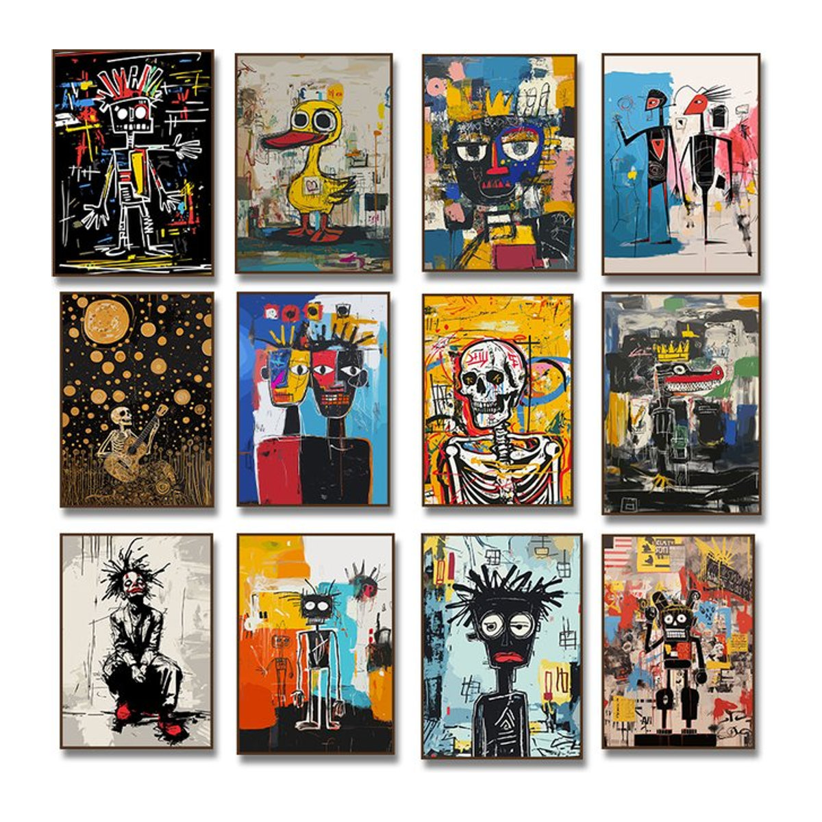 Abstrakter Leinwanddruck Potdemiel Krokodilkönig Schädel Graffiti-Kunst Porträt in Mehrfarbig - Bild 1