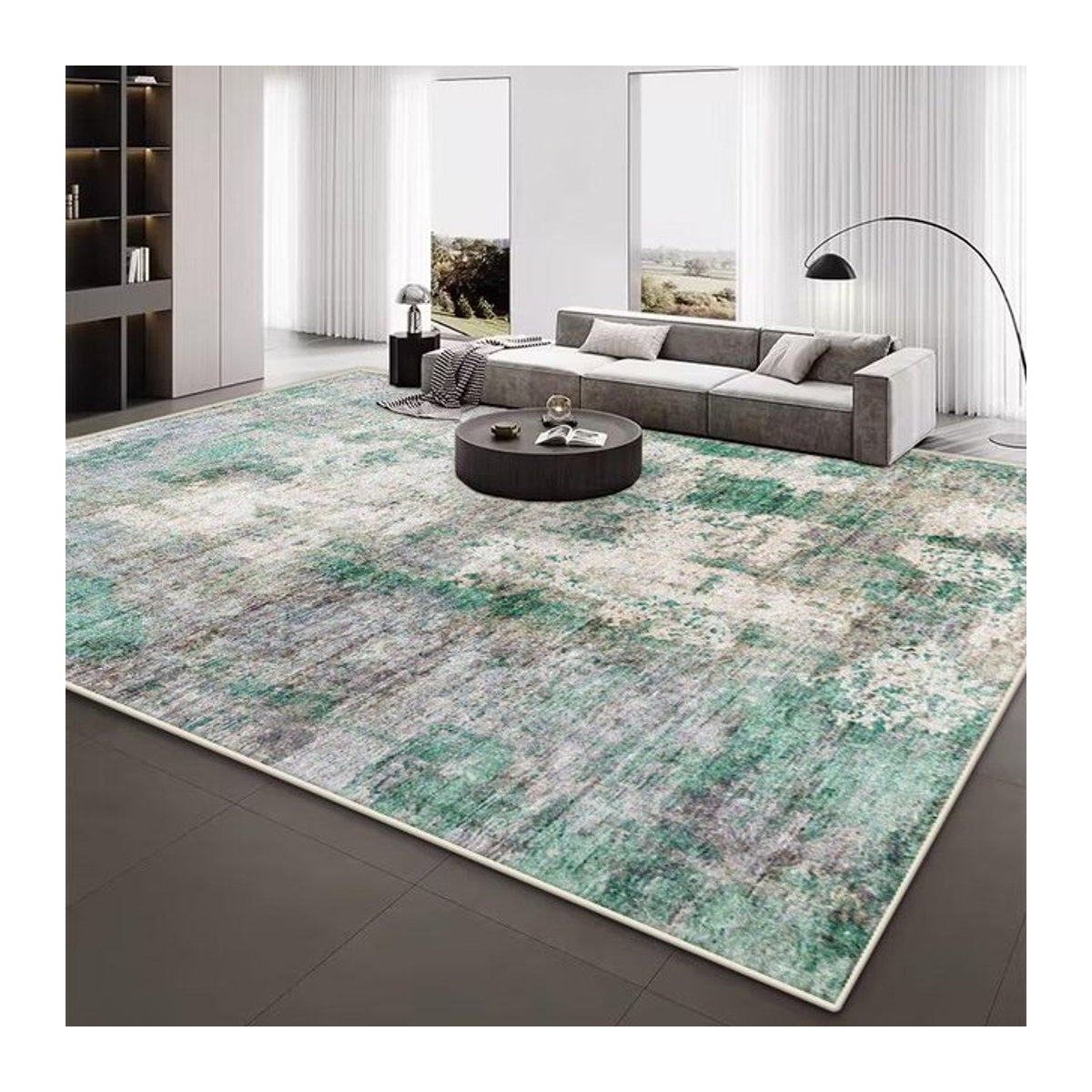 Abstrakter Luxus Teppich von JGJG in Mehrfarbig, rutschfester Plüsch Bodenmatte für Wohnzimmer und Schlafzimmer, B/T: 80 x 160 cm - Bild 1