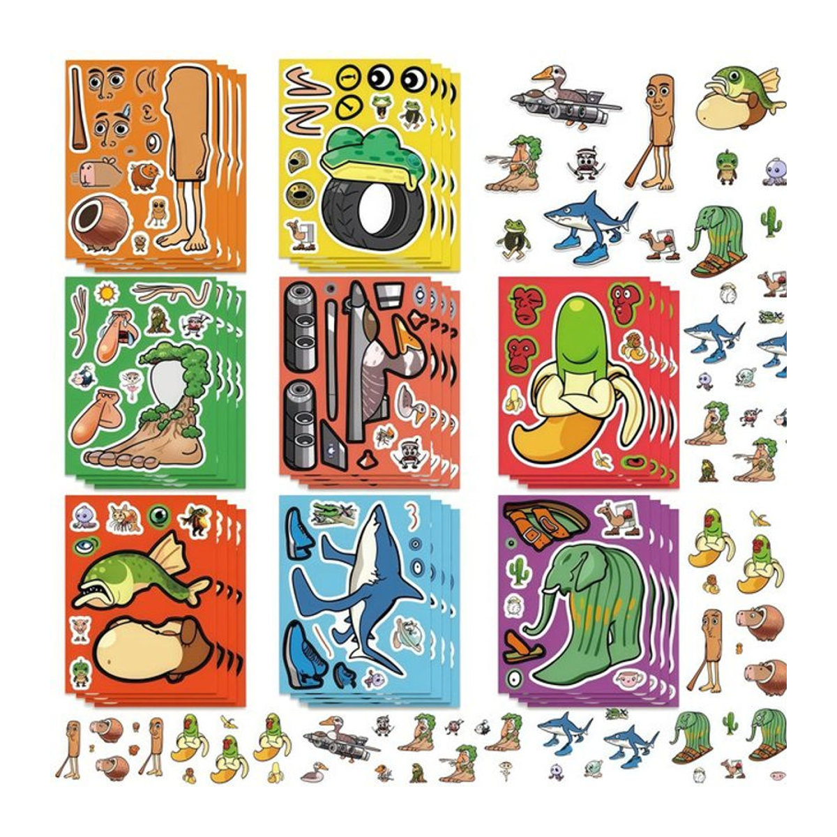 Abstrakter Puzzle-Aufkleber in Rot und Mehrfarbig mit Tier-Motiv aus Papier - Bild 1