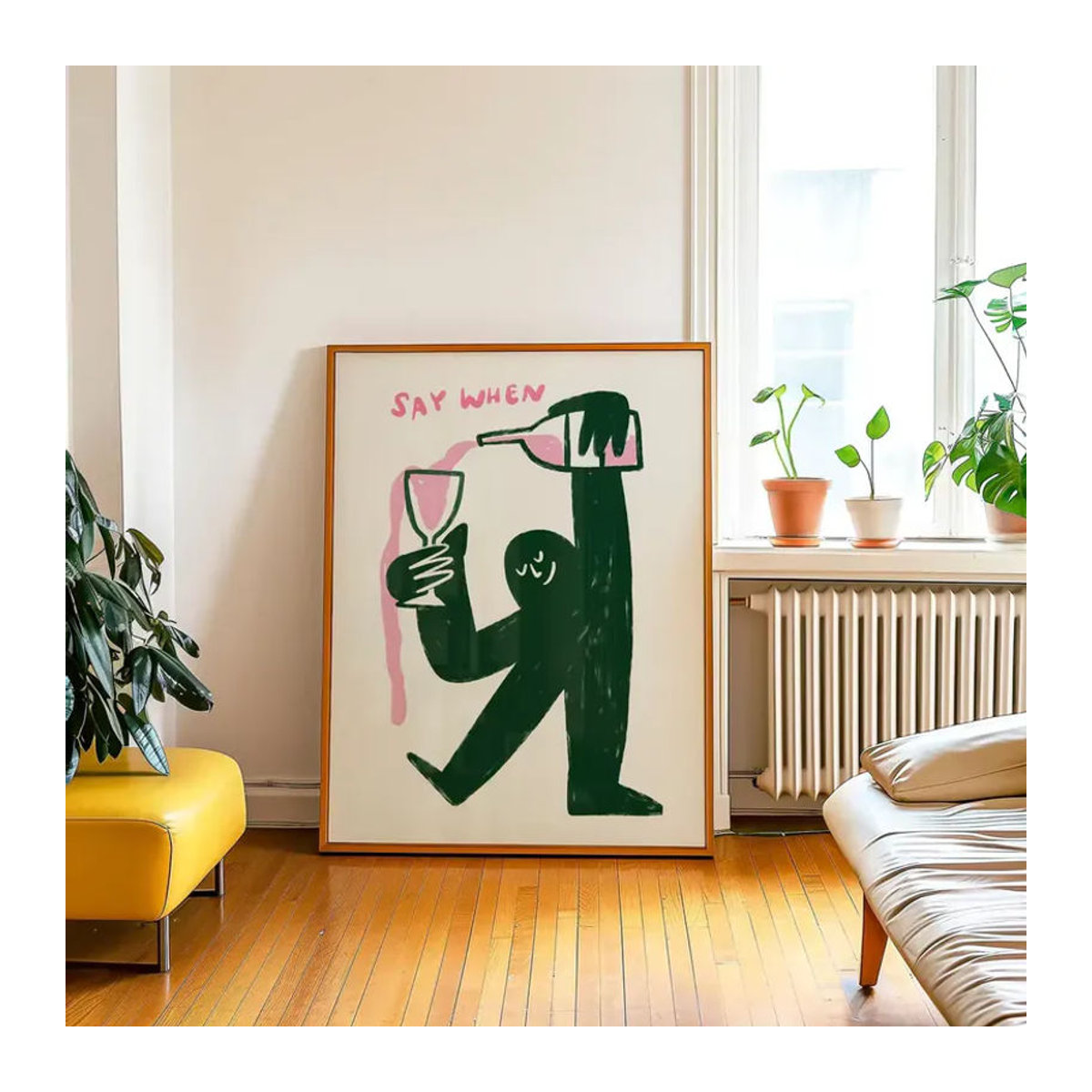 Abstrakter Wandkunst-Druck Say When von SHENCHEN mit Typografie und Figur in Weiß auf Papier im Hochformat - Bild 2