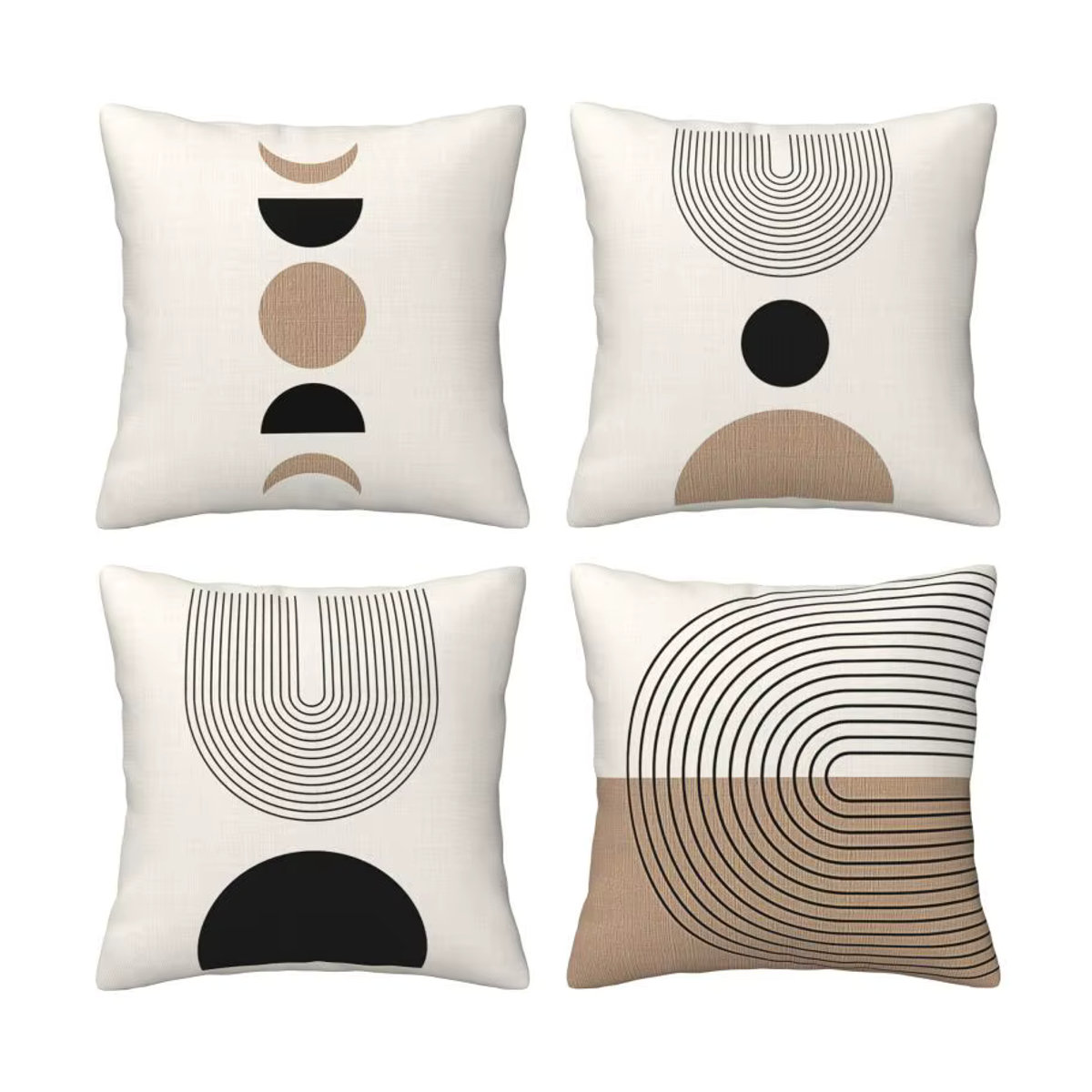 Abstraktes Kissen mit böhmischem Design in Beige, Leinen-Kissenbezug, B/T: 45,7 x 45,7 cm - Bild 2