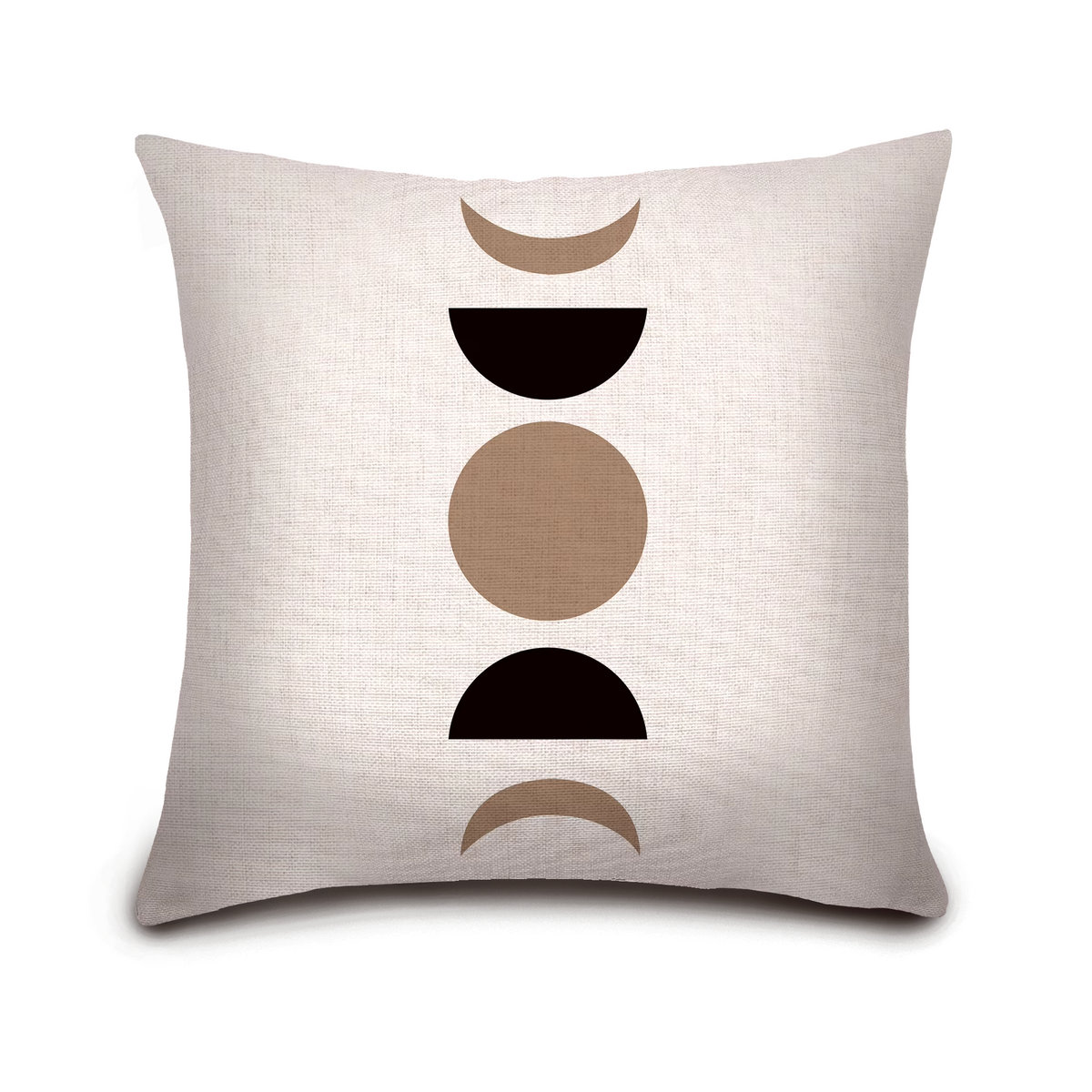Abstraktes Kissen mit böhmischem Design in Beige, Leinen-Kissenbezug, B/T: 45,7 x 45,7 cm - Bild 3