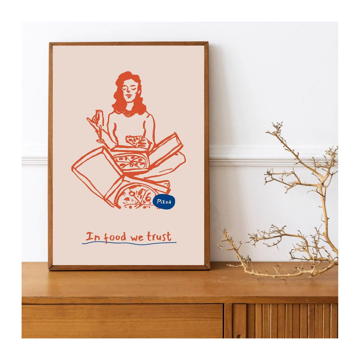 Abstraktes Leinwandgemälde im nordischen minimalistischen Stil als Wandkunst für deine Küche, mehrfarbig, Hochformat - Bild 2