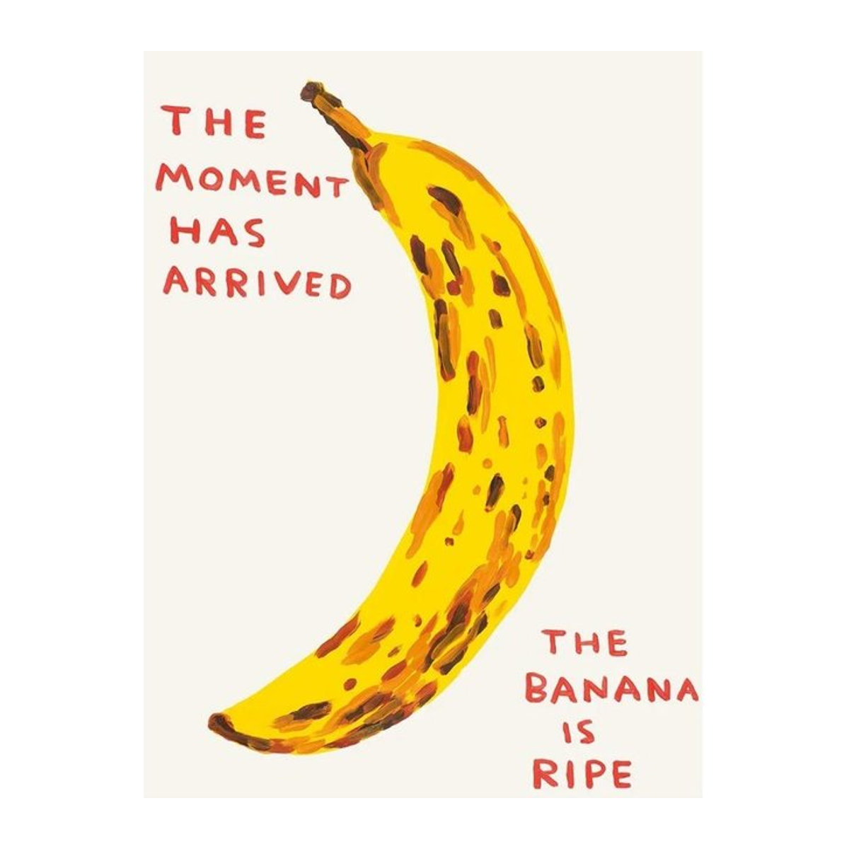 Abstraktes Leinwandposter David Shrigley mit Frosch, Giraffe, Banane und Tomate, modern, weiß, B: 40 cm, H: 50 cm - Bild 1