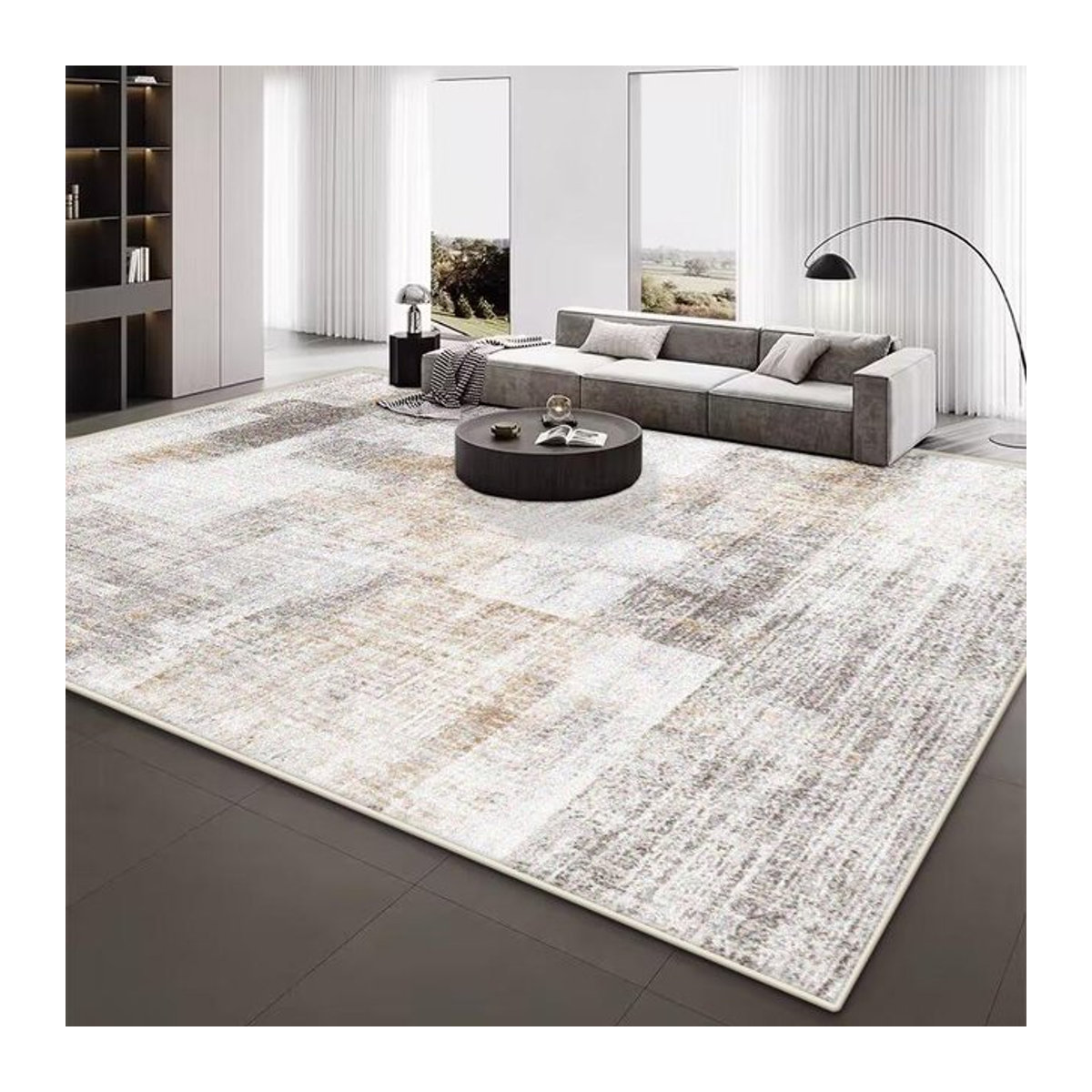 Abstraktes Luxus Plüsch Bodenmatte von JGJG in Mehrfarbig, rutschfest und leicht zu reinigen, B/T: 120 x 160 cm - Bild 1