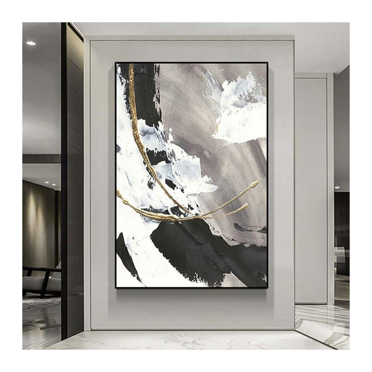 Abstraktes Ölgemälde auf Leinwand in mehrfarbigem Design als modernes Wandbild für dein Wohnzimmer oder Hotel - Bild 1