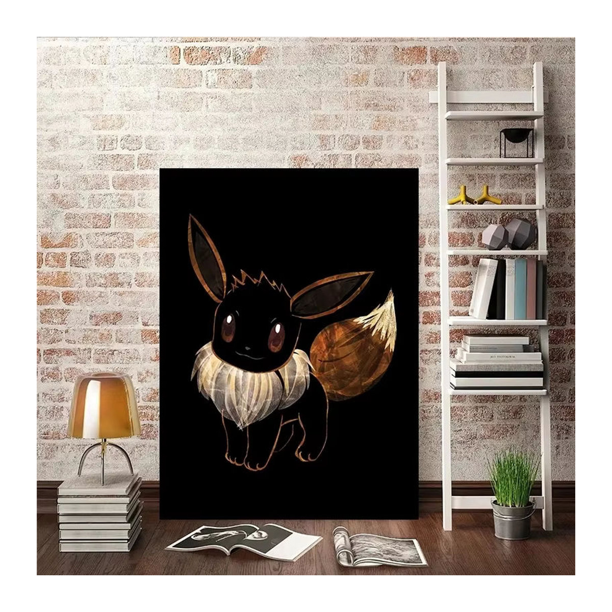 Abstraktes Pokemon Eeveelutions Leinwandgemälde von Potdemiel, mehrfarbige japanische Anime-Wandkunst für deine Wohnzimmerdekoration - Bild 2
