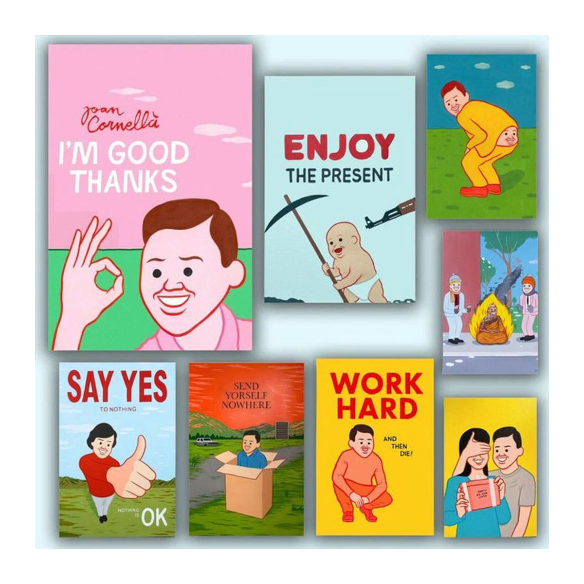 Abstraktes Porträt Leinwandbild J-Joan Cornella in Mehrfarbig und Schwarz, modernes Wandbild für deine Dekoration - Bild 1