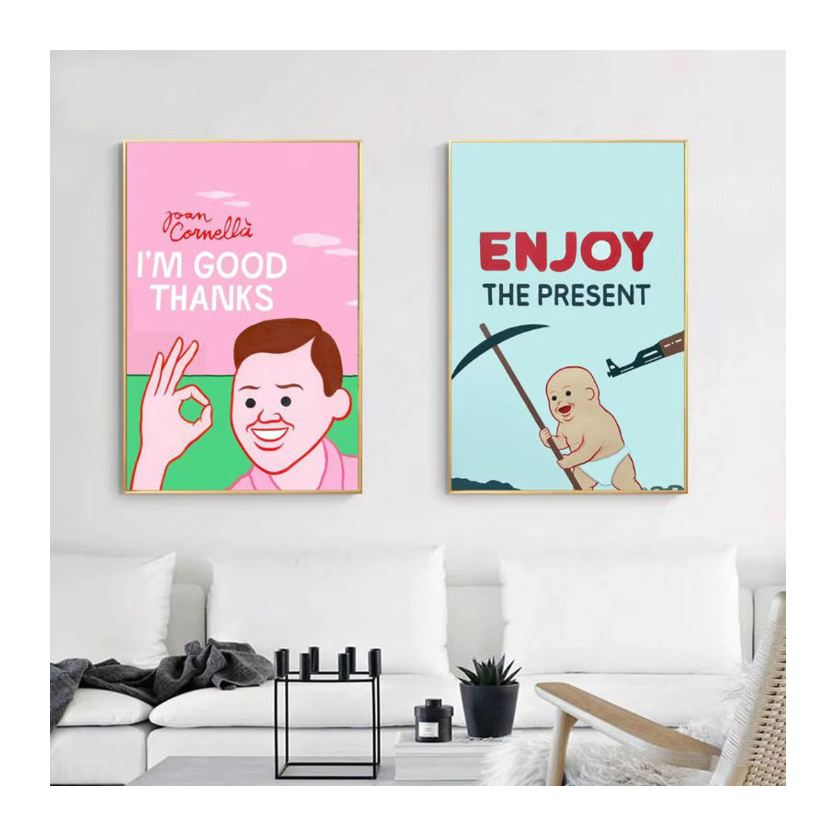 Abstraktes Porträt Leinwandbild J-Joan Cornella in Mehrfarbig und Schwarz, modernes Wandbild für deine Dekoration - Bild 4