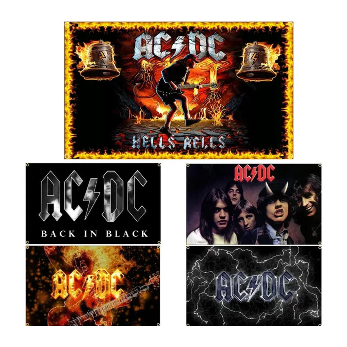 AC/DC Band Flagge aus Polyester mit 4 Ösen, mehrfarbig, B/H: 150 x 90 cm - Bild 1