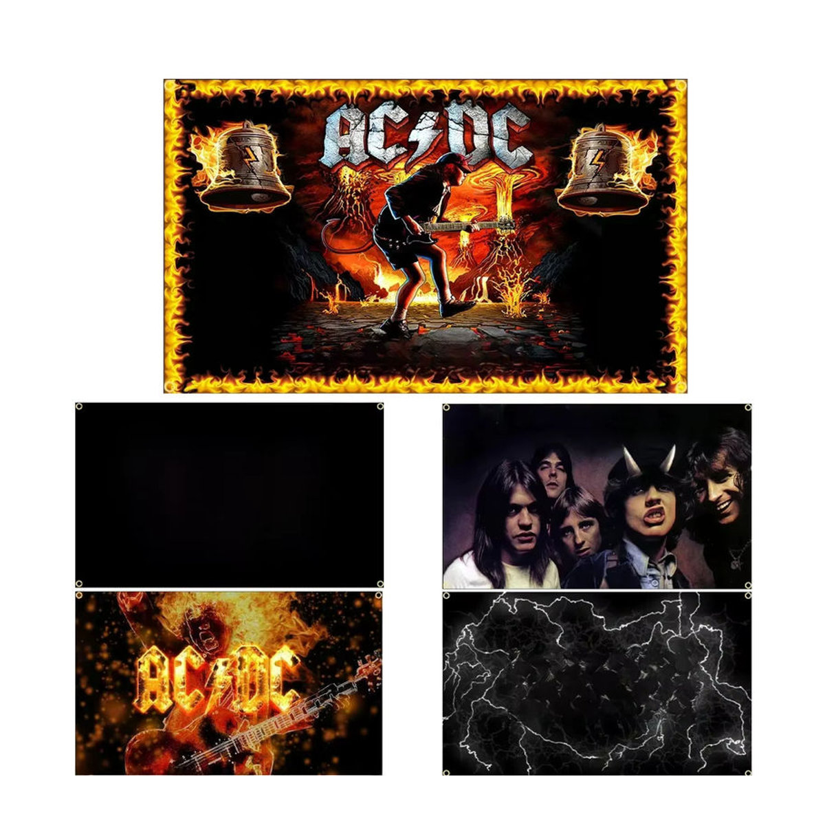AC/DC Band Flagge aus Polyester mit 4 Ösen, mehrfarbig, B/H: 150 x 90 cm - Bild 2
