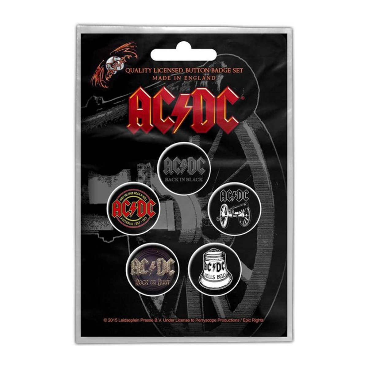 AC/DC For Those About to Rock Badge Set 5er Pack in Weiß und Schwarz - Bild 1
