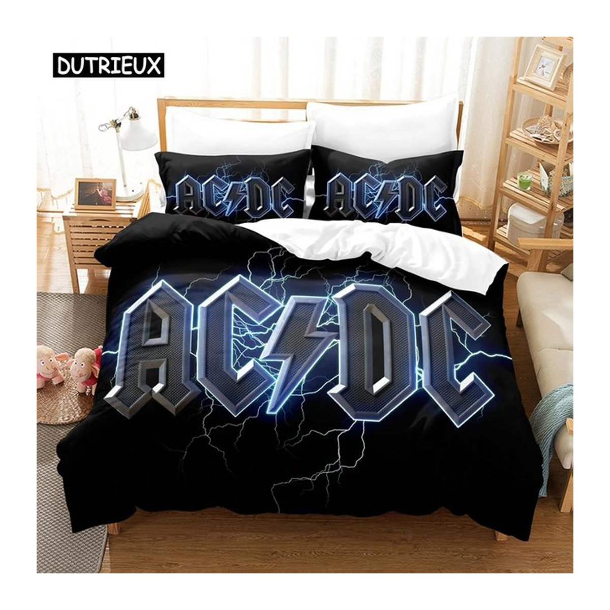 AC/DC Musik Bettwäsche-Set mit Kissenbezug, Schwarz, B/H: 140 x 210 cm - Bild 1