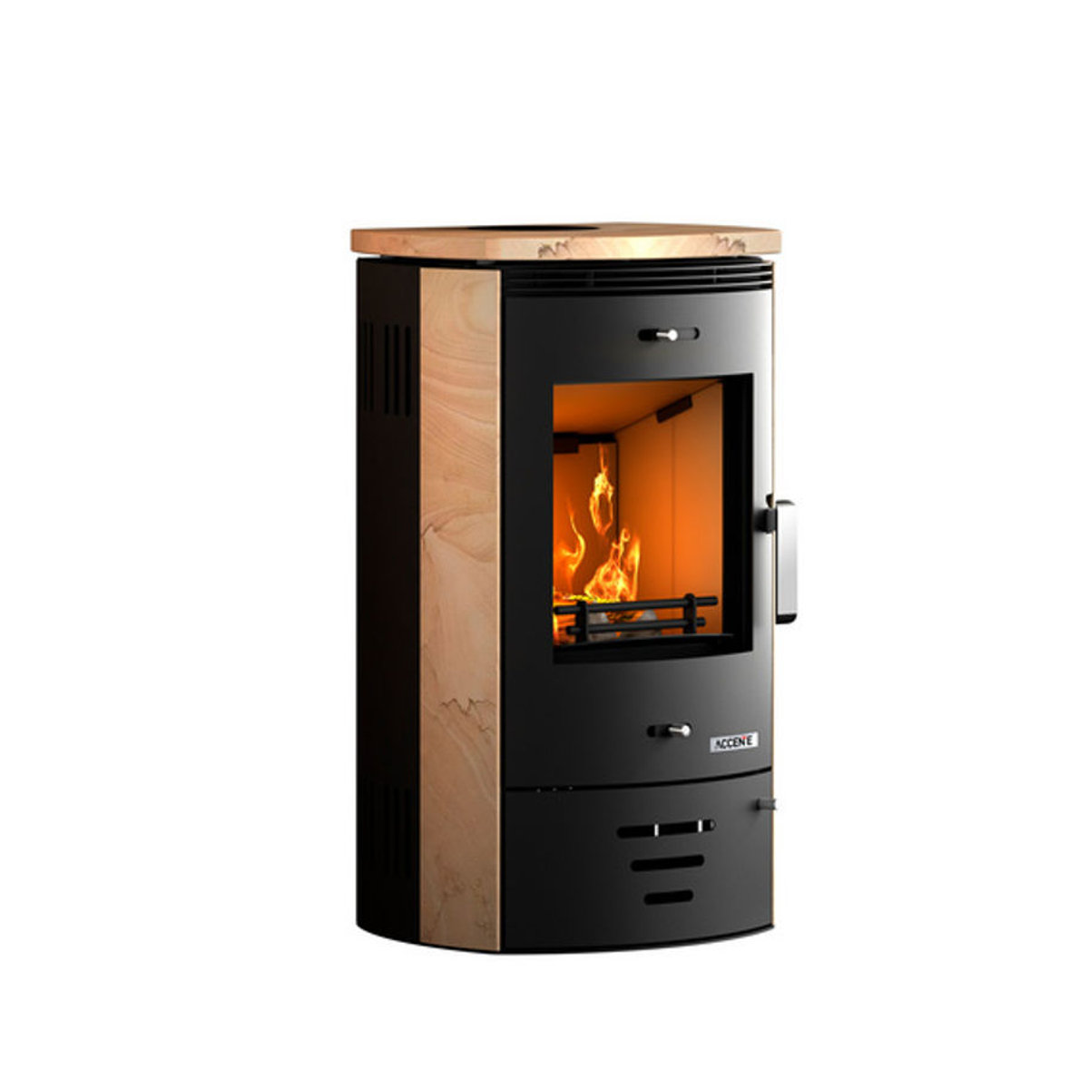 accente Kaminofen NADOR 4.0 Holzofen aus Stahl und Naturstein, 7 kW, B: 55 cm, H: 93,5 cm, T: 42,4 cm, Schwarz/Beige - Bild 2