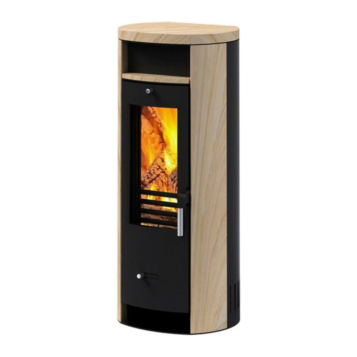 accente Kaminofen Slimline Holzofen in Schwarz und Beige mit Sandstein, 5 kW, B/T/H: 85 x 42,5 x 38,3 cm - Bild 1