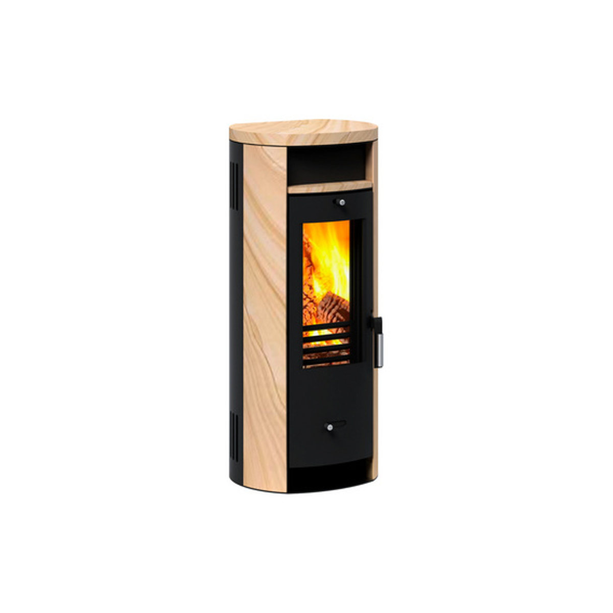accente Kaminofen Slimline Holzofen in Schwarz und Beige mit Sandstein, 5 kW, B/T/H: 85 x 42,5 x 38,3 cm - Bild 2