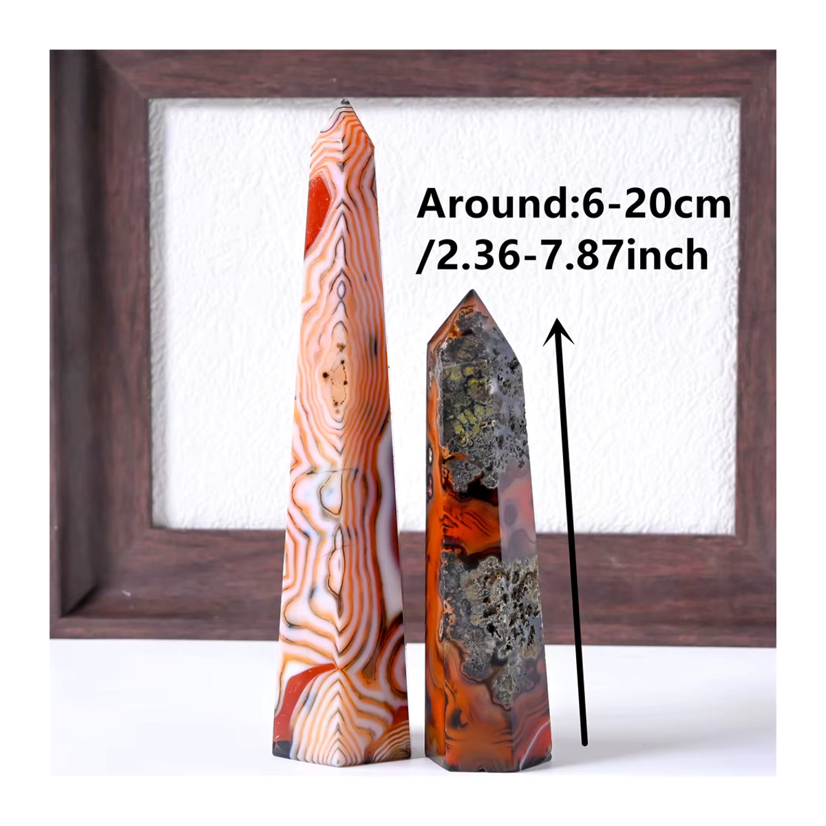 Achat-Geodenturm aus rotem und schwarzem Stein als dekoratives Kristallobjekt in geometrischer Form - Bild 2