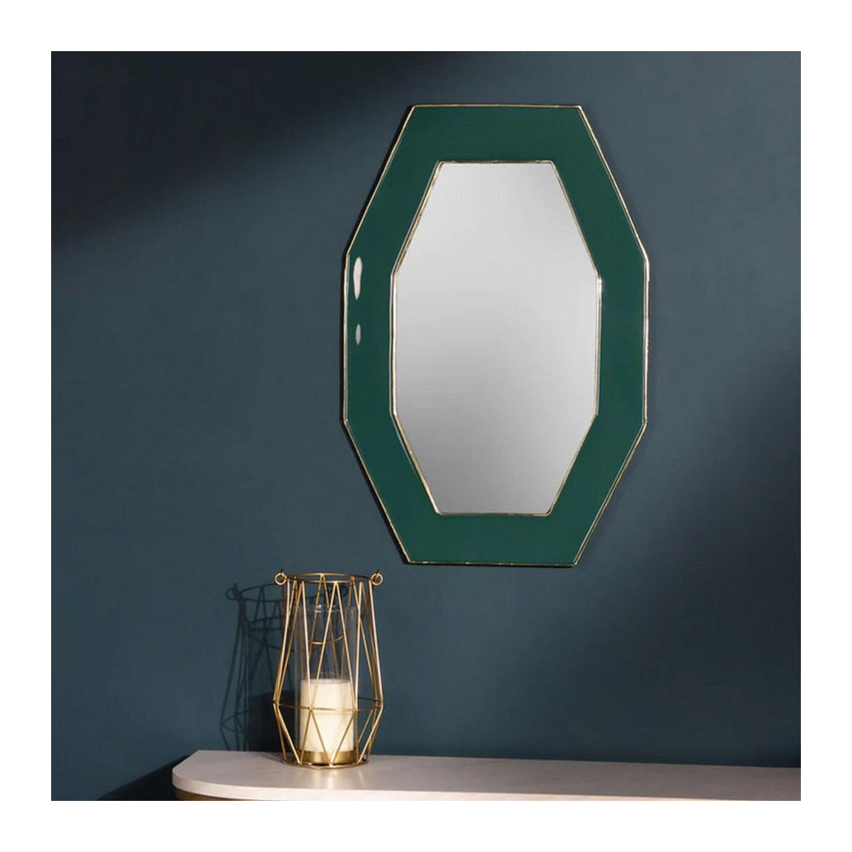 Achteckiger Wandspiegel Paoletti aus Metall in Blau, H: 59 cm, B: 39 cm - Bild 2