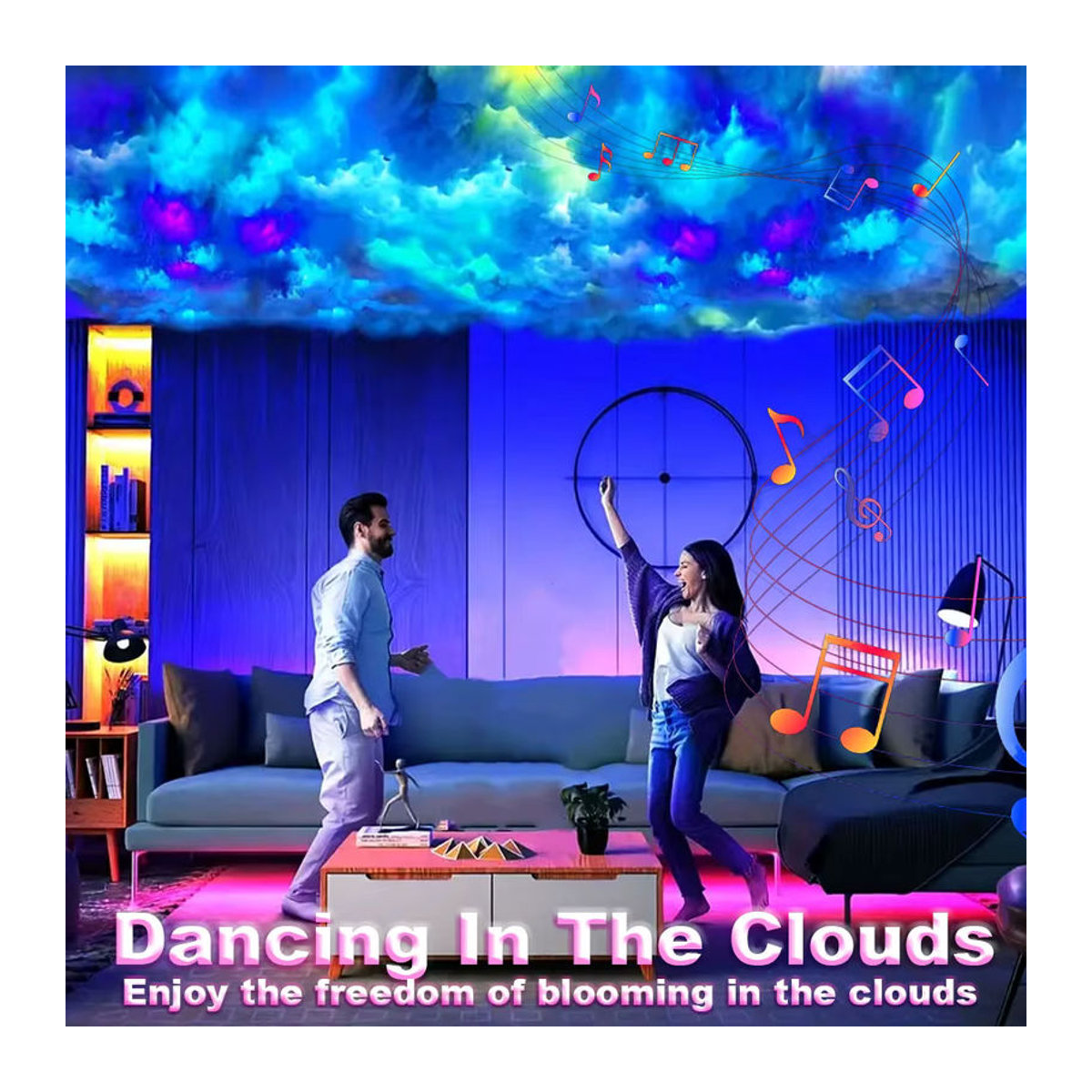 Acosh Neon 3D-Wolkenlicht mit Blitzlicht-Effekt und 7 Lichtarten, bunt, zur Heimdekoration mit App-Steuerung und 360-Grad-Wireless-Fernbedienung - Bild 2