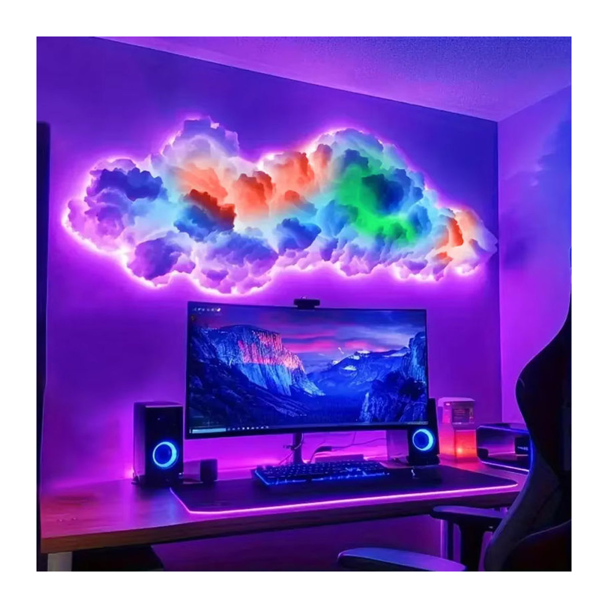 Acosh Neon 3D-Wolkenlicht mit Blitzlicht-Effekt und 7 Lichtarten, bunt, zur Heimdekoration mit App-Steuerung und 360-Grad-Wireless-Fernbedienung - Bild 5