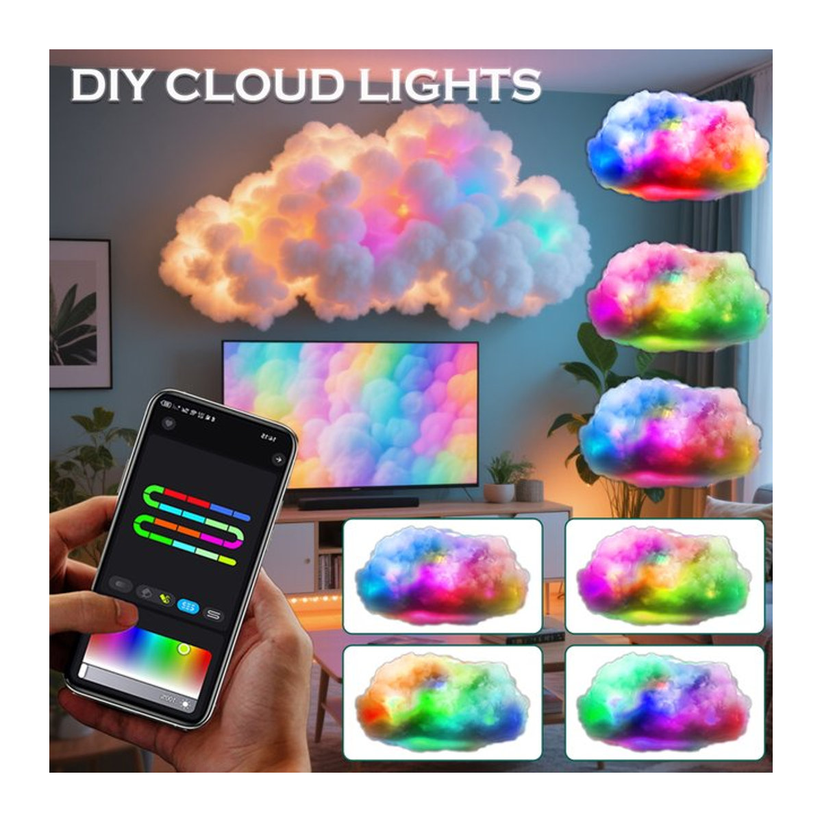 Acosh Neon DIY Wolke LED Licht mit RGBIC Musik Sync, Bunte Atmosphäre Lampe als Wand- und Deckenleuchte - Bild 1