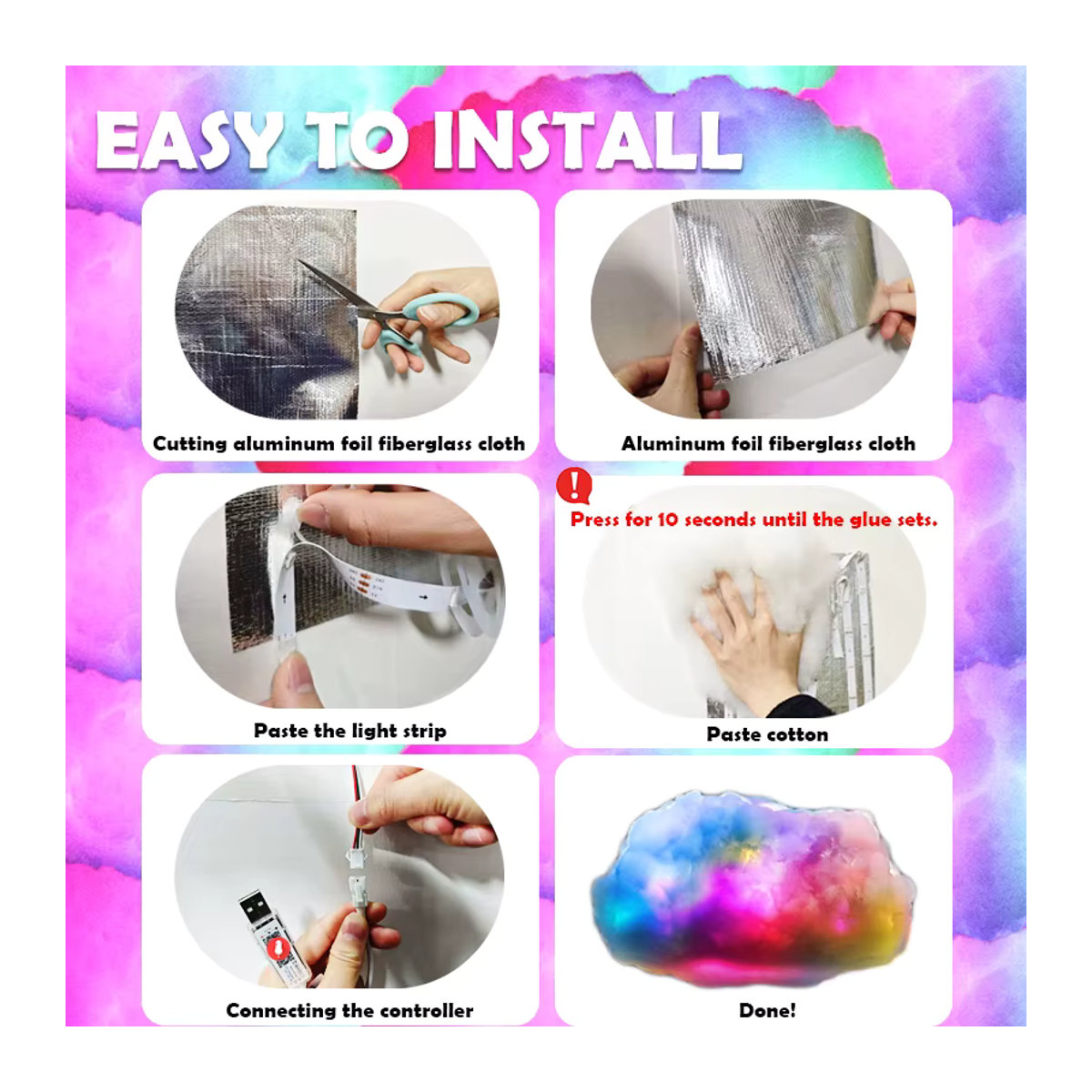 Acosh Neon DIY Wolke LED Licht mit RGBIC Musik Sync, Bunte Atmosphäre Lampe als Wand- und Deckenleuchte - Bild 3