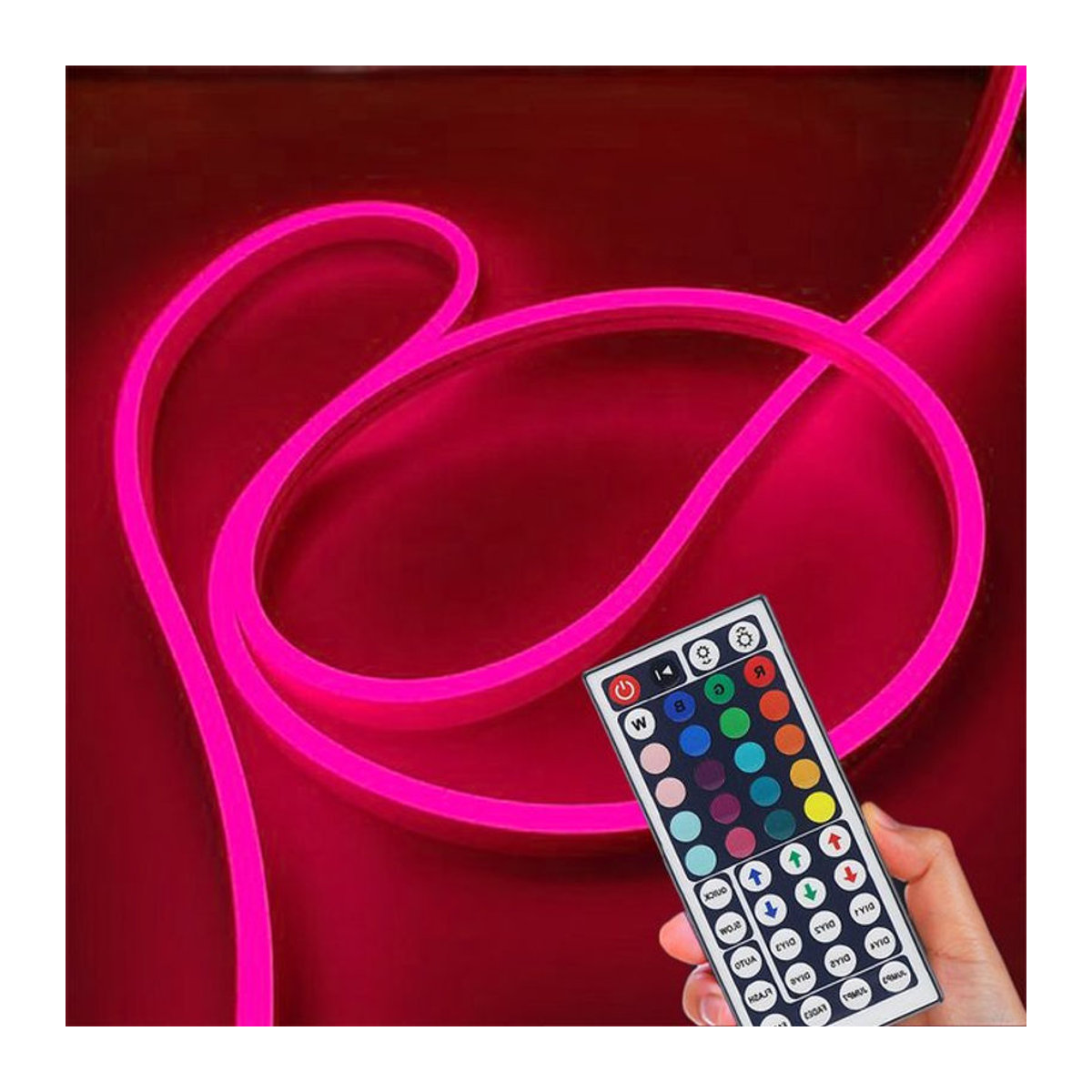 Acosh Neon RGB-LED-Lichterkette mit Fernbedienung und 44 Tasten, flexible Neonstreifen in Bunt und Rosa für dein Gaming-Zimmer oder Schlafzimmer - Bild 1