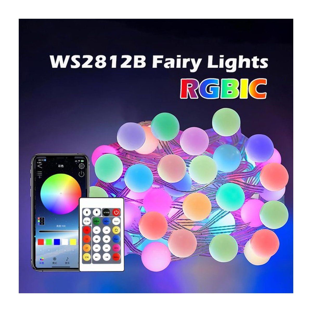 Acosh Neon RGBIC LED String Light Bluetooth USB Bunte Runde Girlande für Smart Home und Festival Dekoration - Bild 1