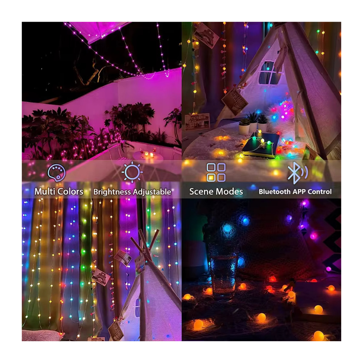 Acosh Neon RGBIC LED String Light Bluetooth USB Bunte Runde Girlande für Smart Home und Festival Dekoration - Bild 2