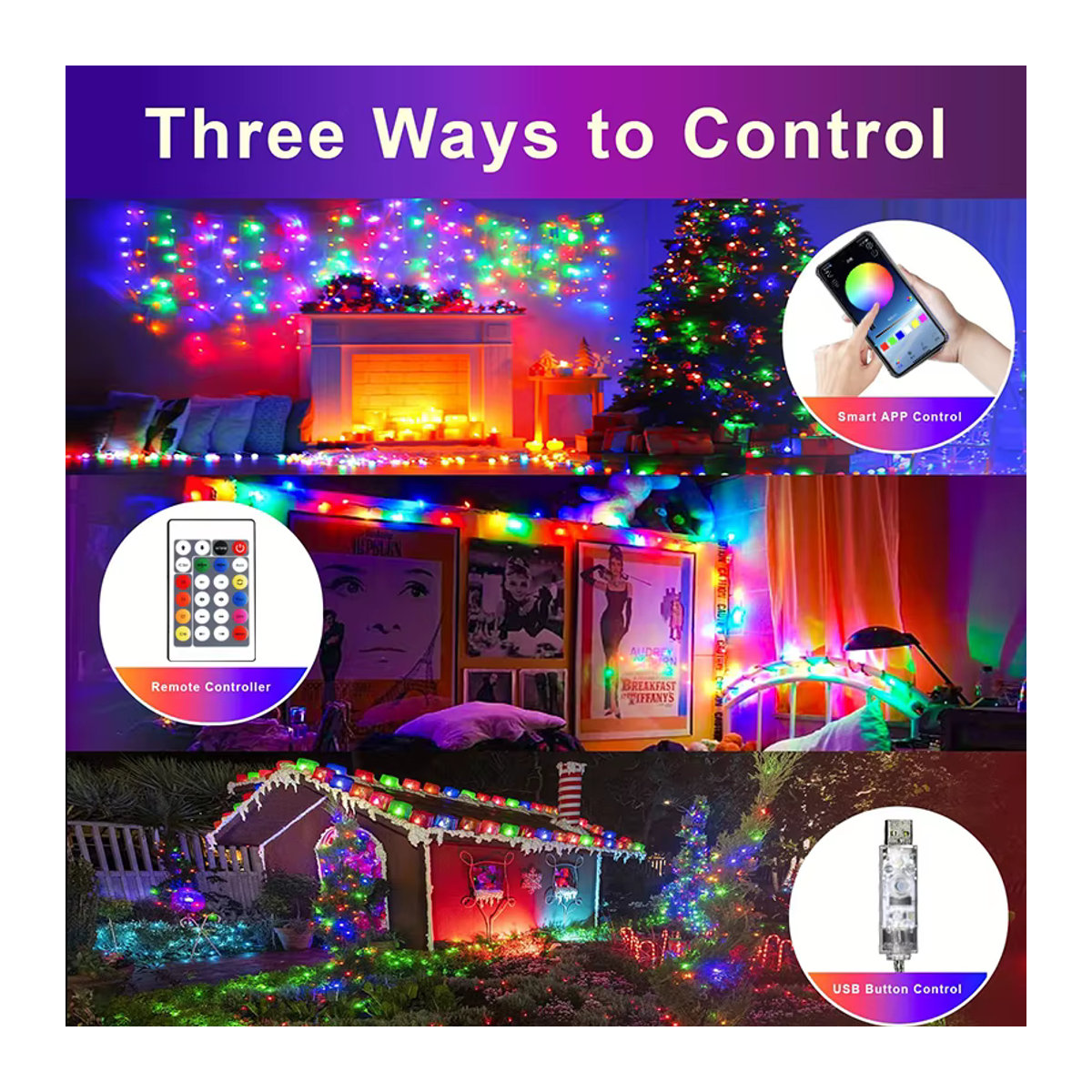 Acosh Neon RGBIC LED String Light Bluetooth USB Bunte Runde Girlande für Smart Home und Festival Dekoration - Bild 3