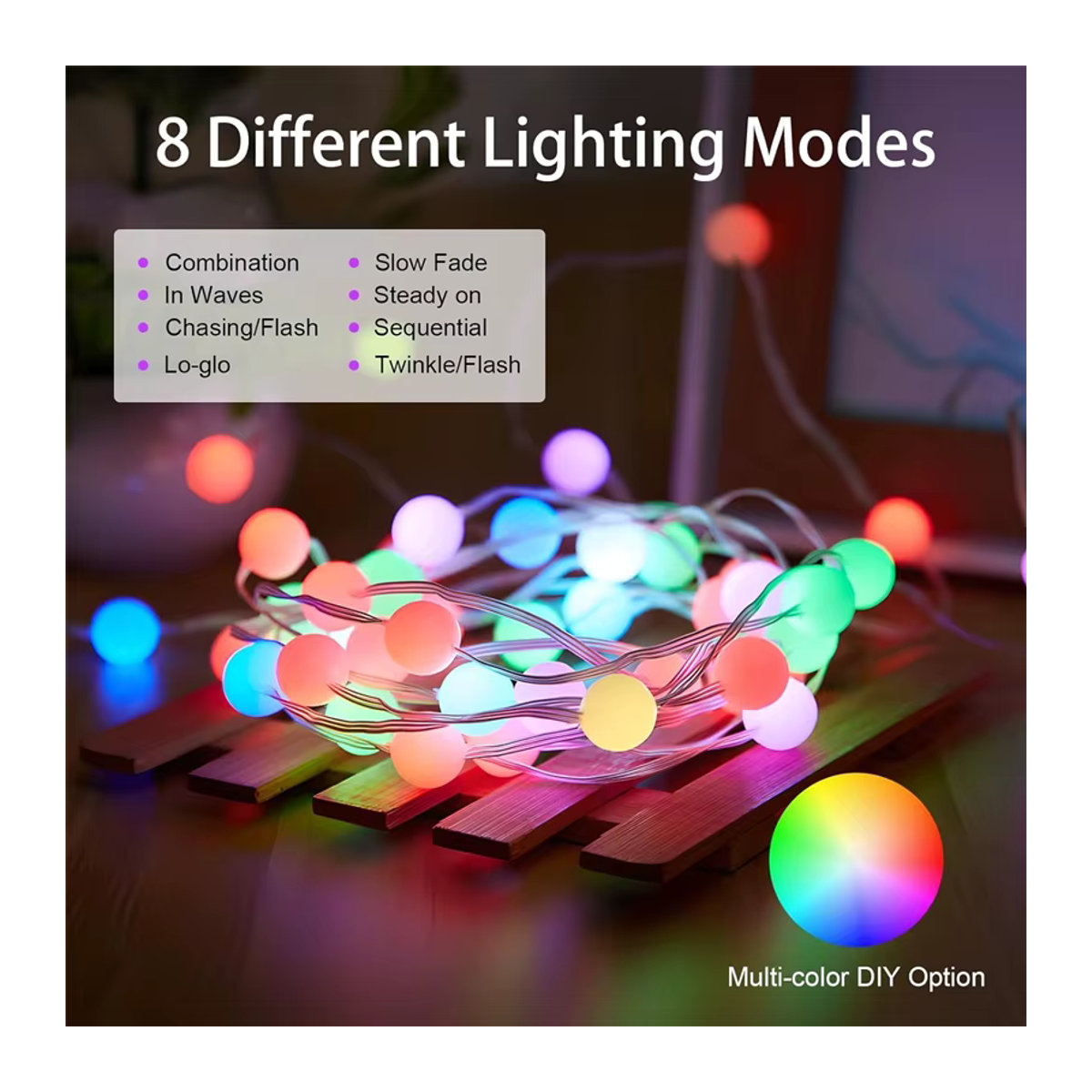 Acosh Neon RGBIC LED String Light Bluetooth USB Bunte Runde Girlande für Smart Home und Festival Dekoration - Bild 4