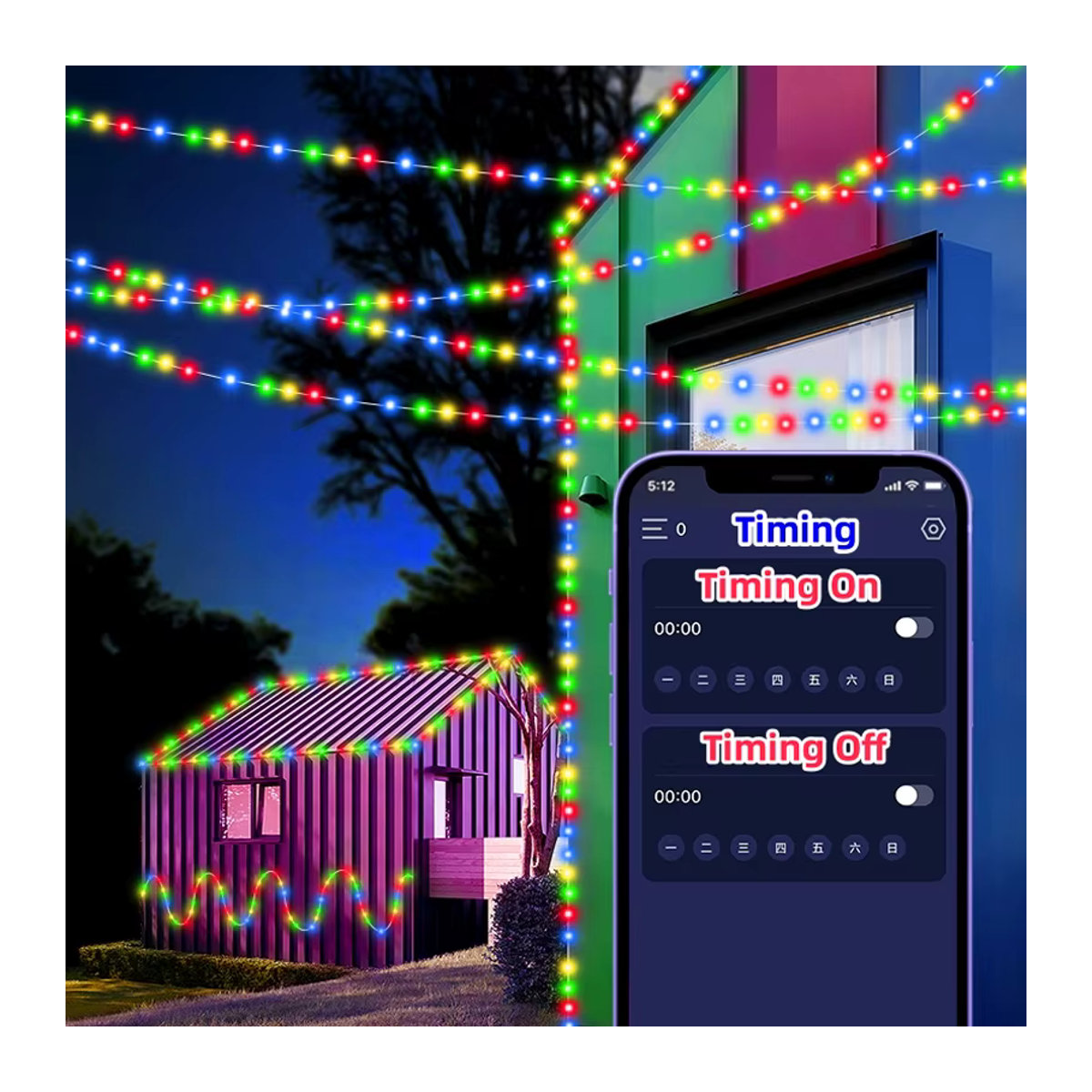 Acosh Neon RGBIC Solar LED Fairy String Light 20m Bunt mit Bluetooth und Dreamcolor Wasserdichte Smart Lichterkette für Weihnachten und Garten - Bild 4