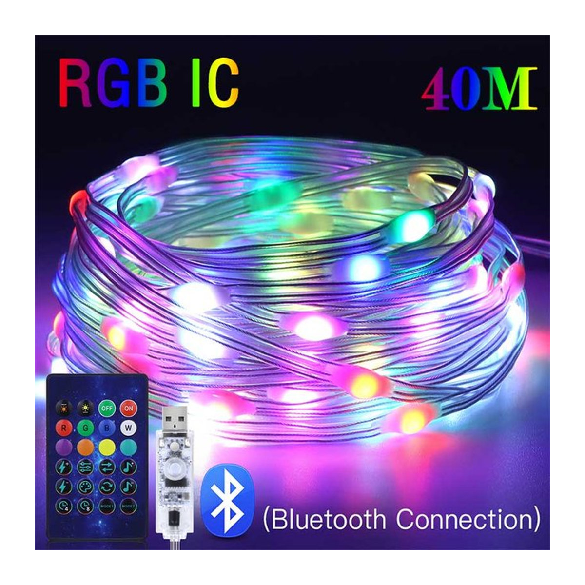 Acosh Neon Smart RGB LED Outdoor Lichterkette mit Bluetooth Musiksteuerung, IP65 wasserdicht, Bunt, 40m - Bild 1