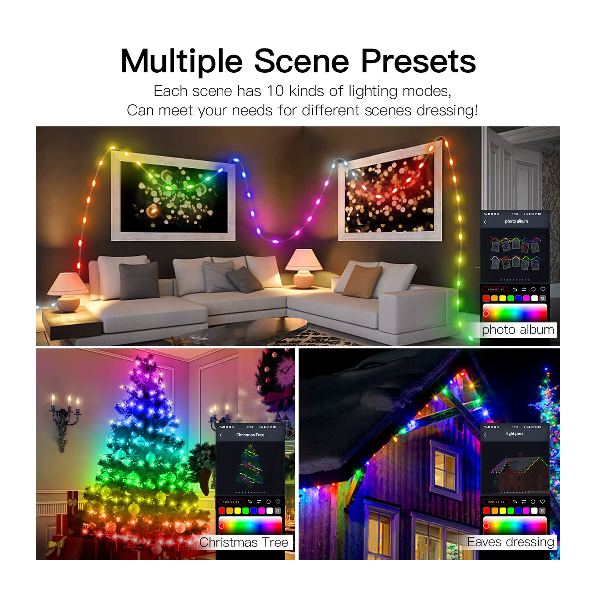 Acosh Neon Smart RGB LED Outdoor Lichterkette mit Bluetooth Musiksteuerung, IP65 wasserdicht, Bunt, 40m - Bild 3