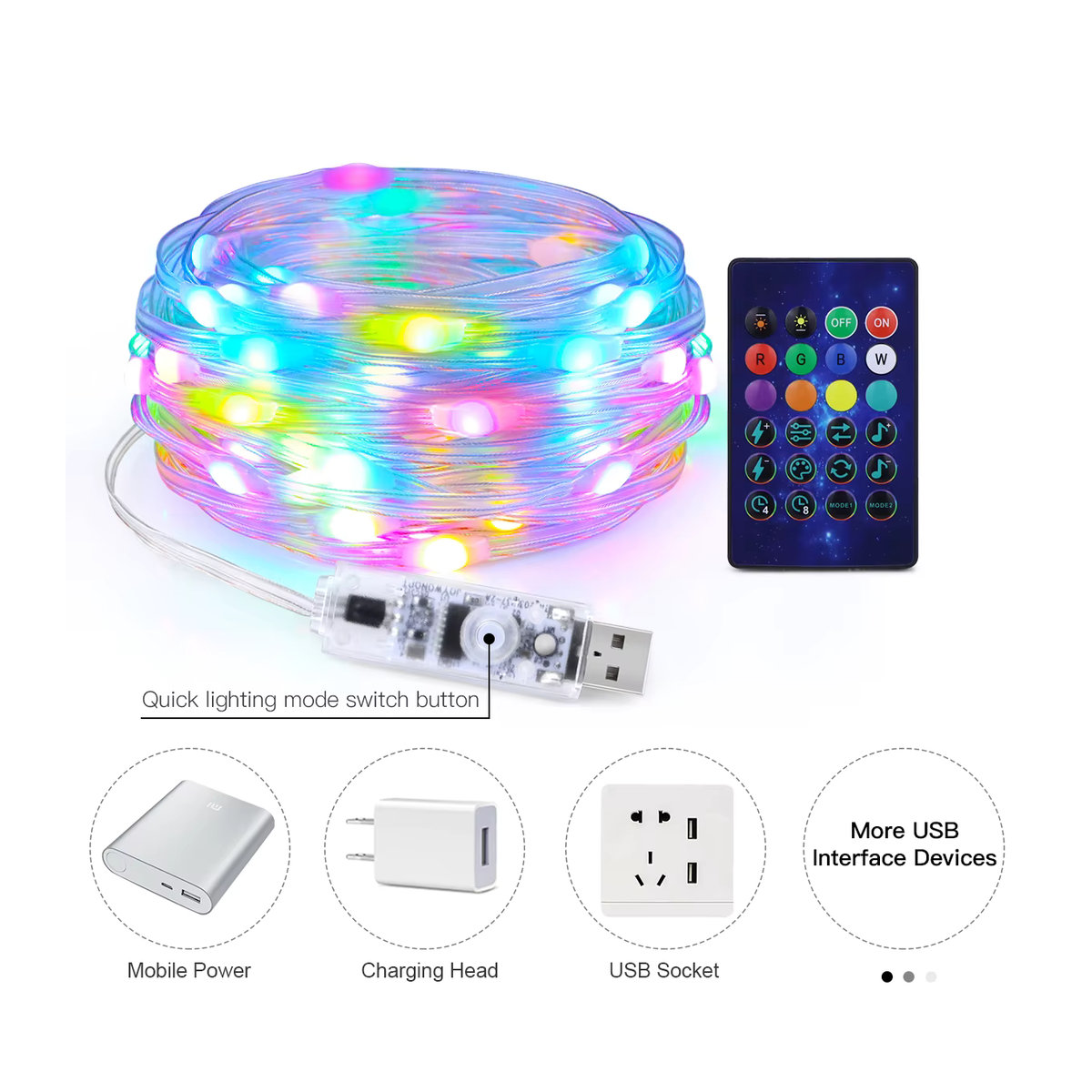 Acosh Neon Smart RGB LED Outdoor Lichterkette mit Bluetooth Musiksteuerung, IP65 wasserdicht, Bunt, 40m - Bild 5