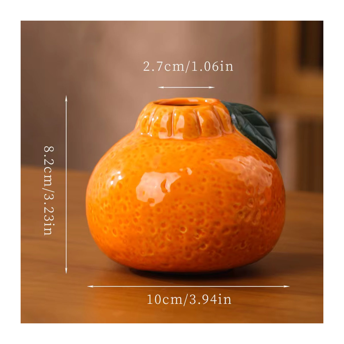 ACRDDK Keramikvase in Orangenform für Schnittblumen und Hydrokultur, Farbe: Orange - Bild 3