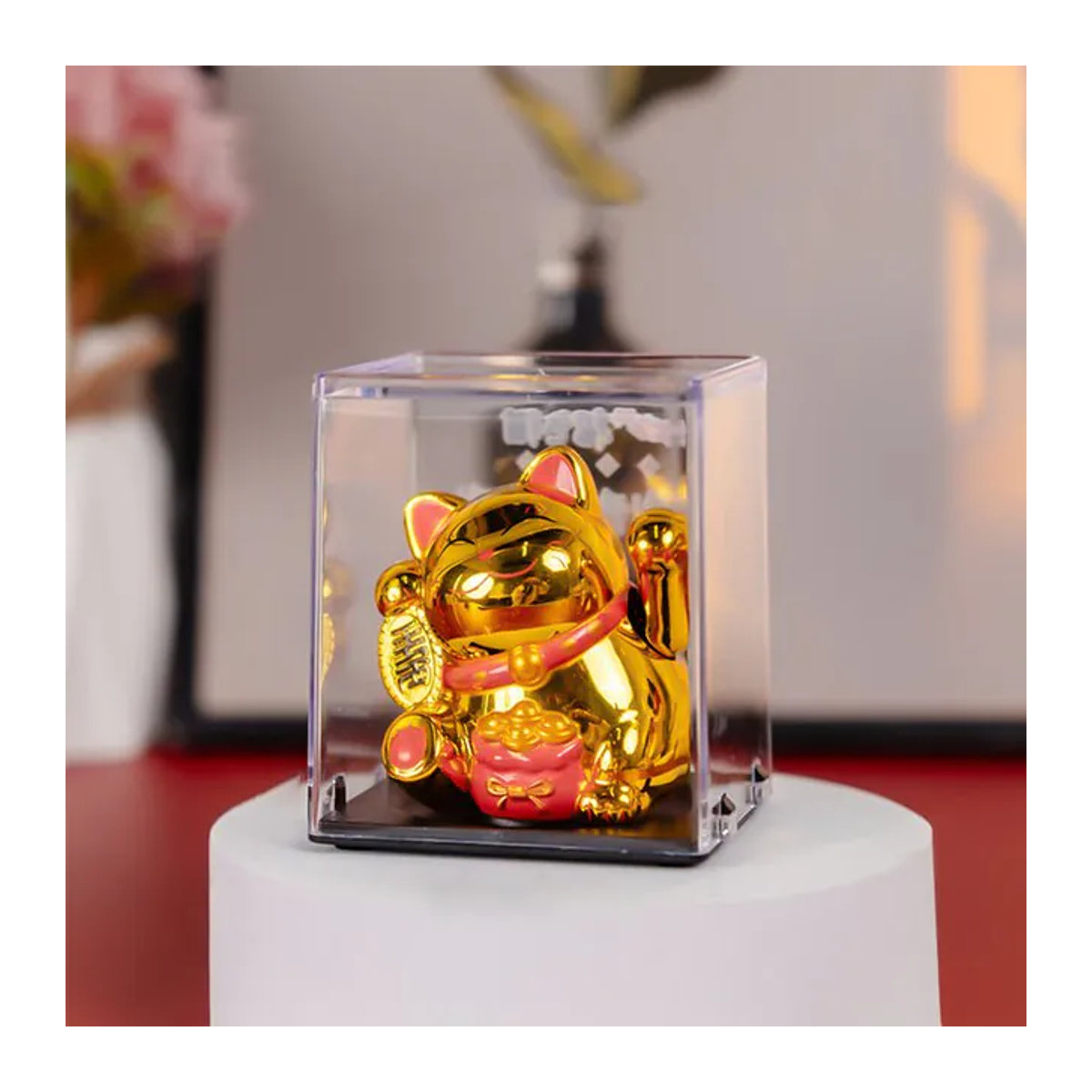 ACRDDK Mini Glückskatze als Cartoon-Ornament in Gold für Auto, Zuhause und Büro - Bild 1