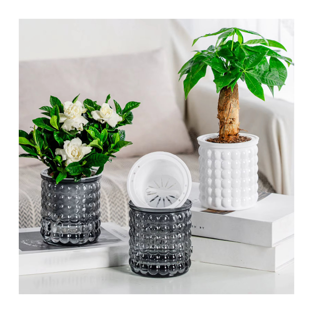 ACRDDK Mini selbstbewässernder Blumentopf aus transparentem Kunststoff für Aquarium und Heimdekoration - Bild 1