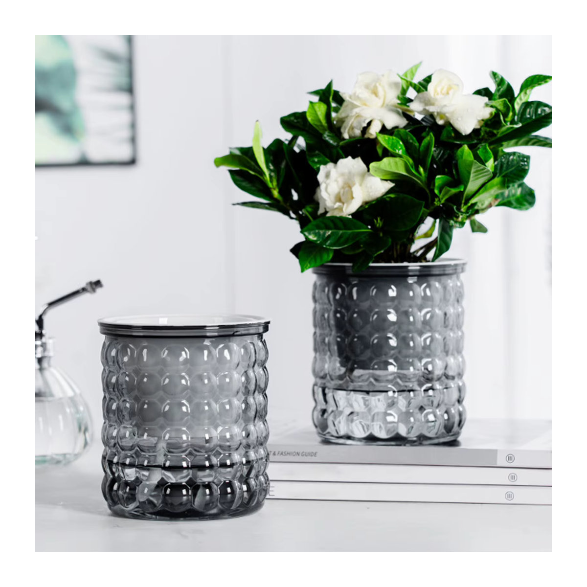 ACRDDK Mini selbstbewässernder Blumentopf aus transparentem Kunststoff für Aquarium und Heimdekoration - Bild 2